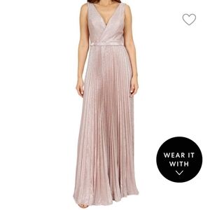 Accordion Pleat Glitter Gown